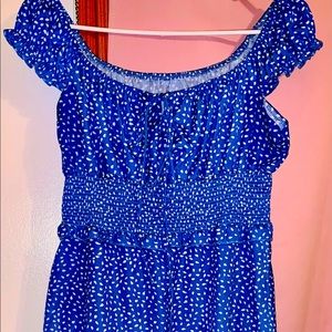 4/$20 Blue and White adorable polka dot dress feminine details-S